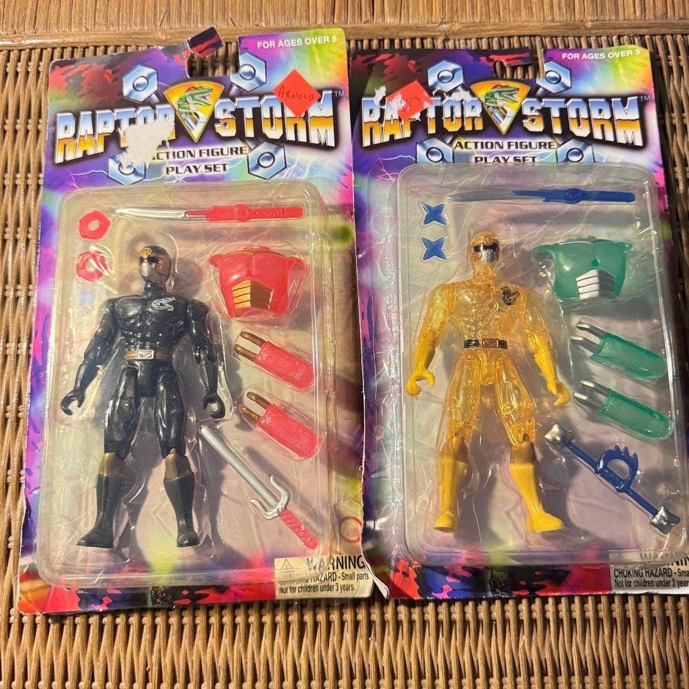 Raptor Storm‎ Action Figure  Set of 2 vintage with accessories NOS 5.5"